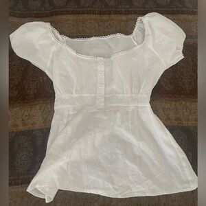 White Puff Sleeve Top scoop neck/ bustier